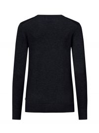 Damen Strickpullover aus Baumwolle in Schwarz mit Rundhals und Rippbündchen